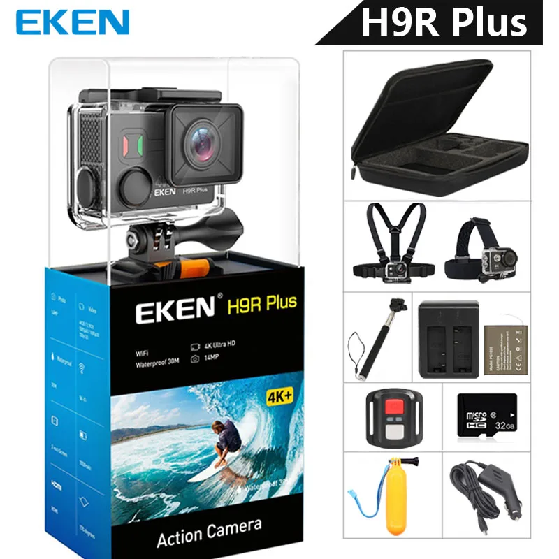 EKEN H9R Plus Экшн камера Ultra HD 4K Ambarella A12 4 k/30fps 1080 p/60fps Водонепроницаемая wifi Спортивная