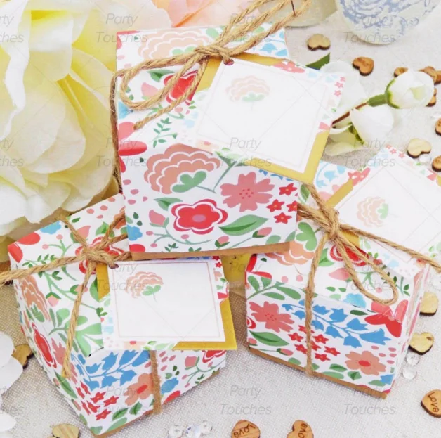 Бумага для рукоделия с цветочным принтом коробка конфет на свадьбу Baby Shower День рождения для вечеринок, на подарок, для конфет Подарочная коробка пустой карты