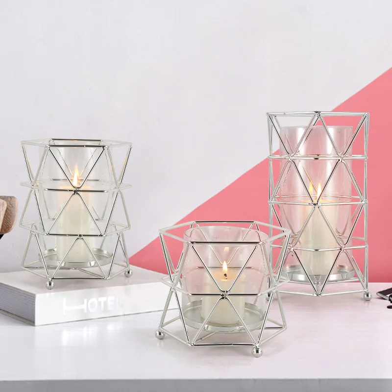 Креативные геометрические подсвечники candelabros de cristal centro mesa стеклянный подсвечник