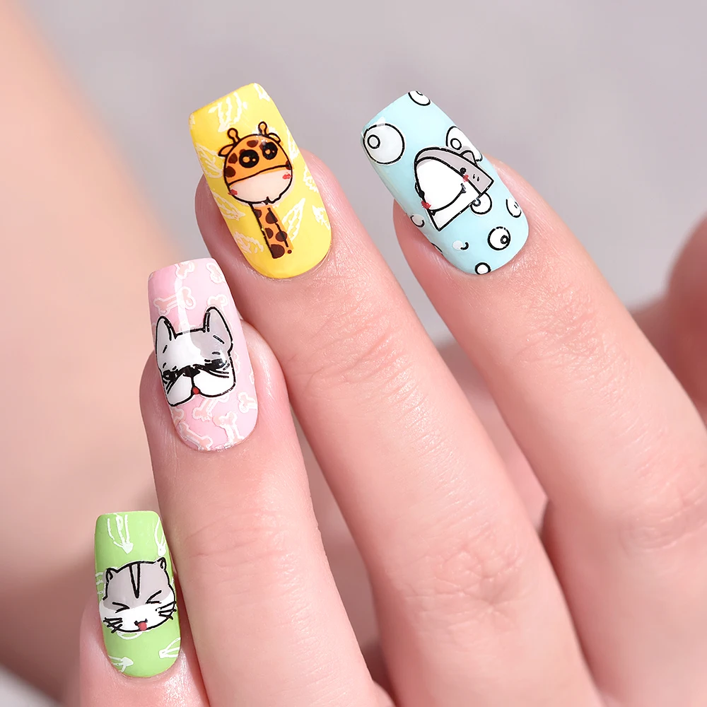 Трафареты KADS для ногтей серии 009 трафареты с изображением милого кота и оленя