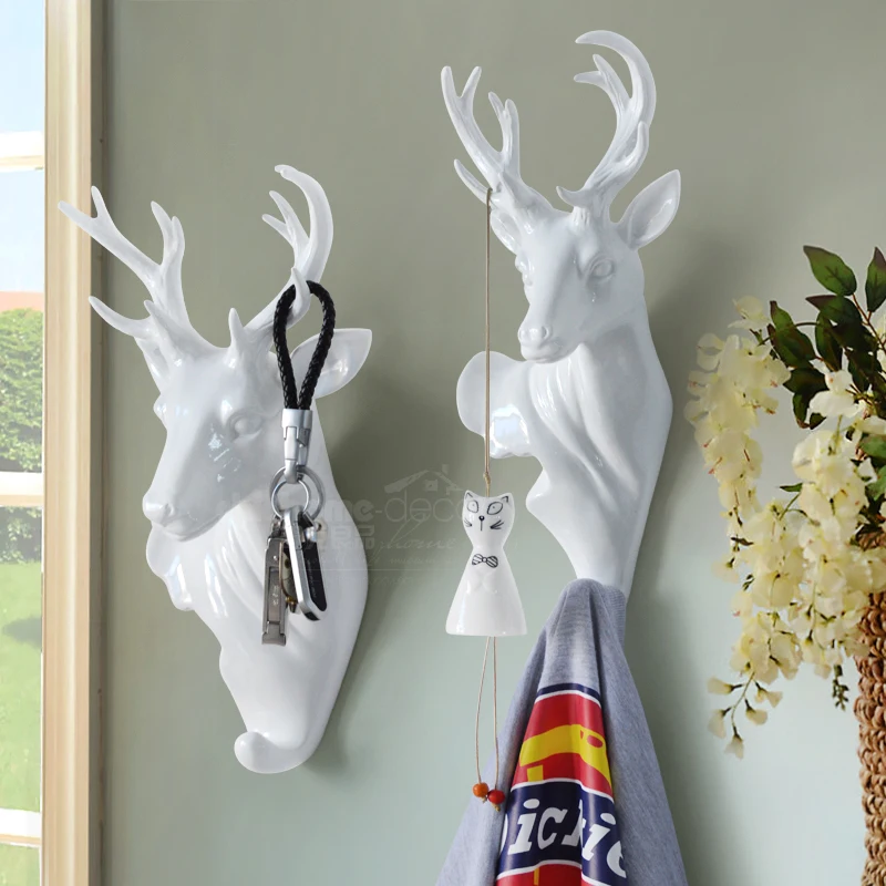 European creative animal head hook sitting room metope adornment wall art hanging coat home decoration wedding gift | Дом и сад