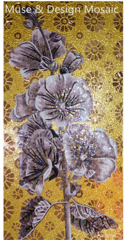 

Italy Customs Althea Flowers Mural Glass Mosaic Wall art for bathroom living room floor ceiling wall tile