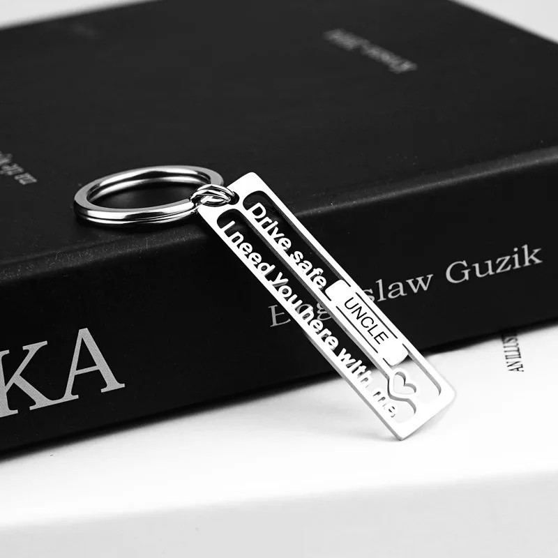 

Новый стиль Семья серии из нержавеющей стали полые резные брелок безопасной езды I need you буквы автомобиль подарок брелок для ключей для дяди