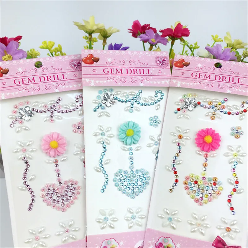 1 Лист Цветок Сердца Мотив Стразы Наклейки Flatback Дрель Акриловый Стикер для Сумки