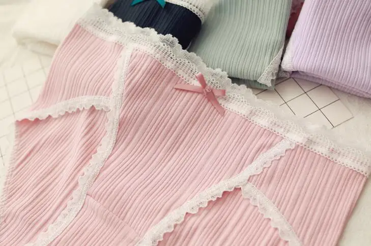 Реальные фотографии, Размеры M, L, XL, с высокой посадкой, эластичные однотонные хлопковые милые трусы, нижнее белье, стринги, WP370 - Цвет: Pink