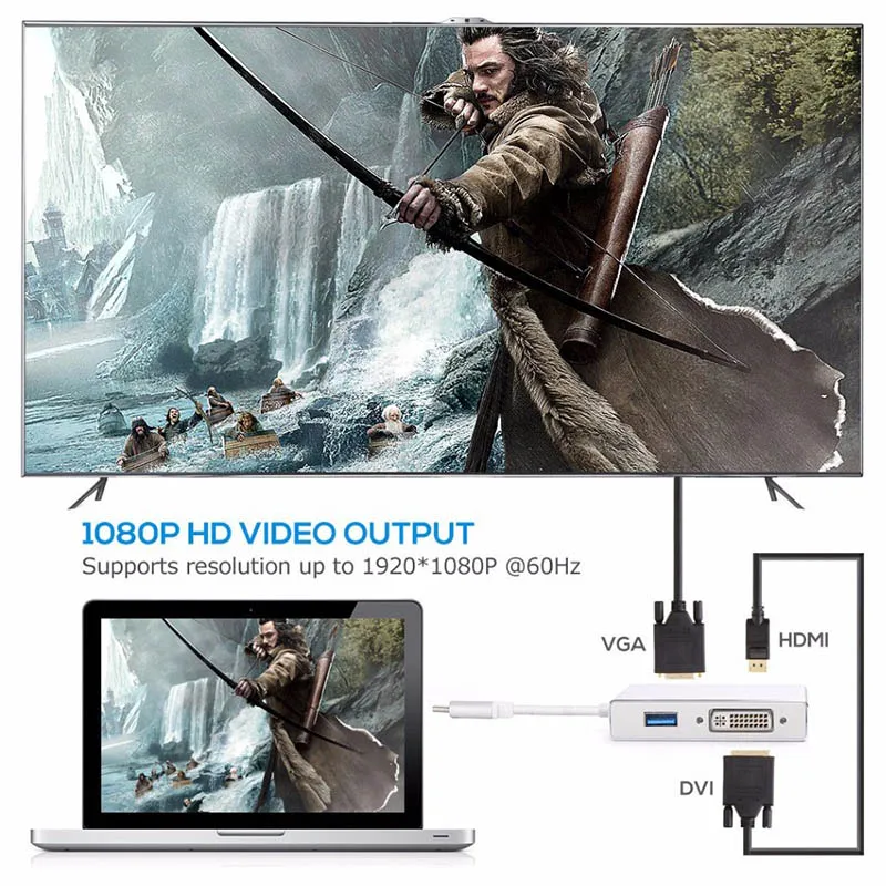 Новинка 4 в 1 адаптер USB 3 типа C для телефона 4K HDMI DVI VGA хаб MacBook ноутбука DOM668|Зарядные