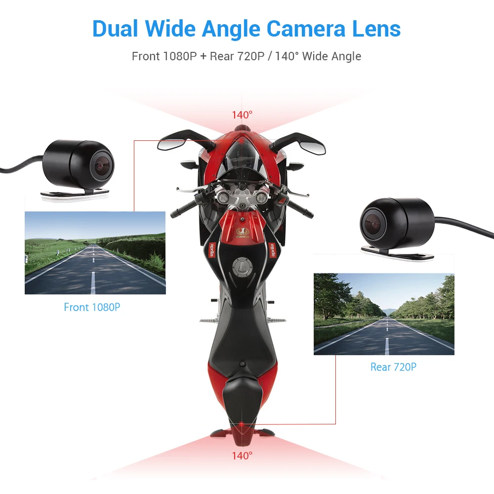 WONVON 4 &quotlcd wifi мотоциклетная камера IP67 140 градусов Dashcam экшн DVR циклическая запись| |