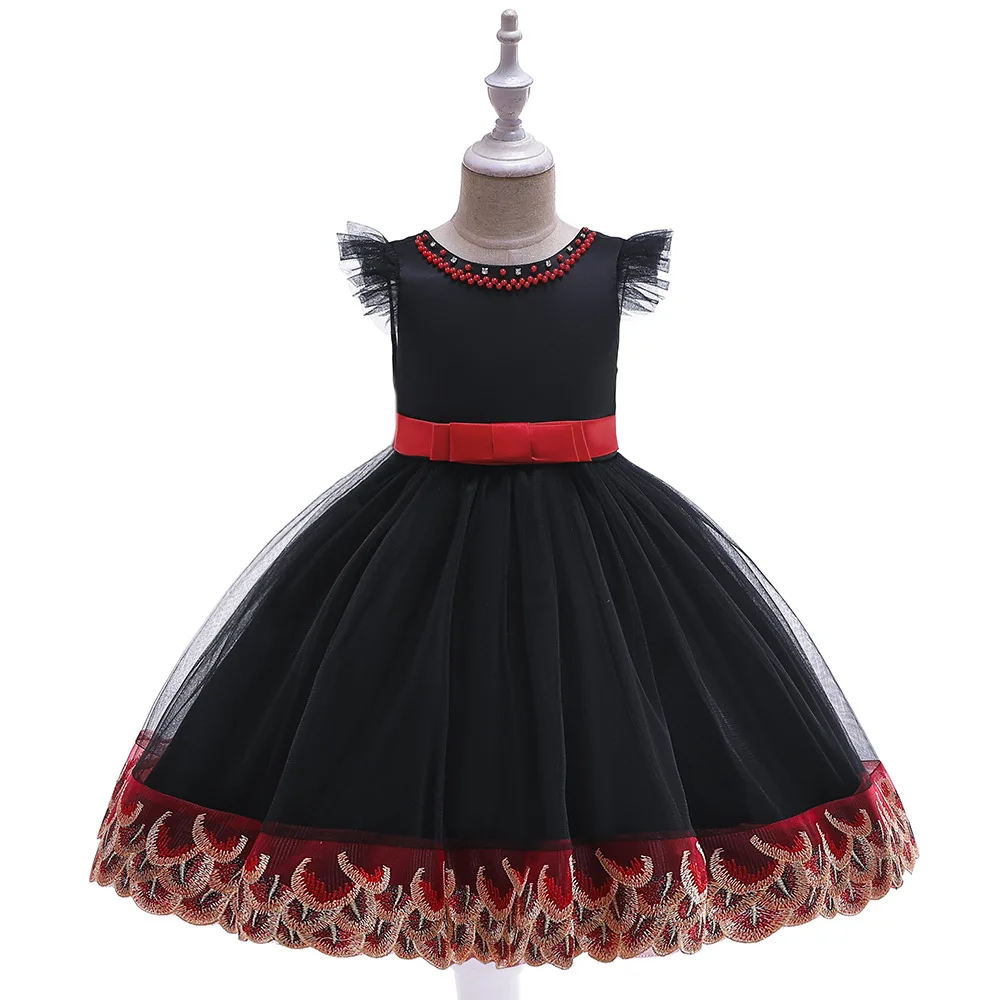 Вечернее платье с вышивкой для девочек свадебное цветами и бусинами вечерние