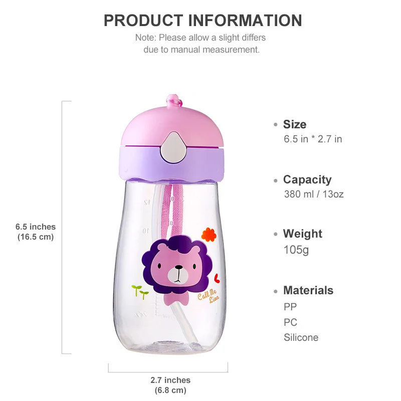 380 мл детская чашка поилка с соломенной веревкой портативная обучающая Питьевая