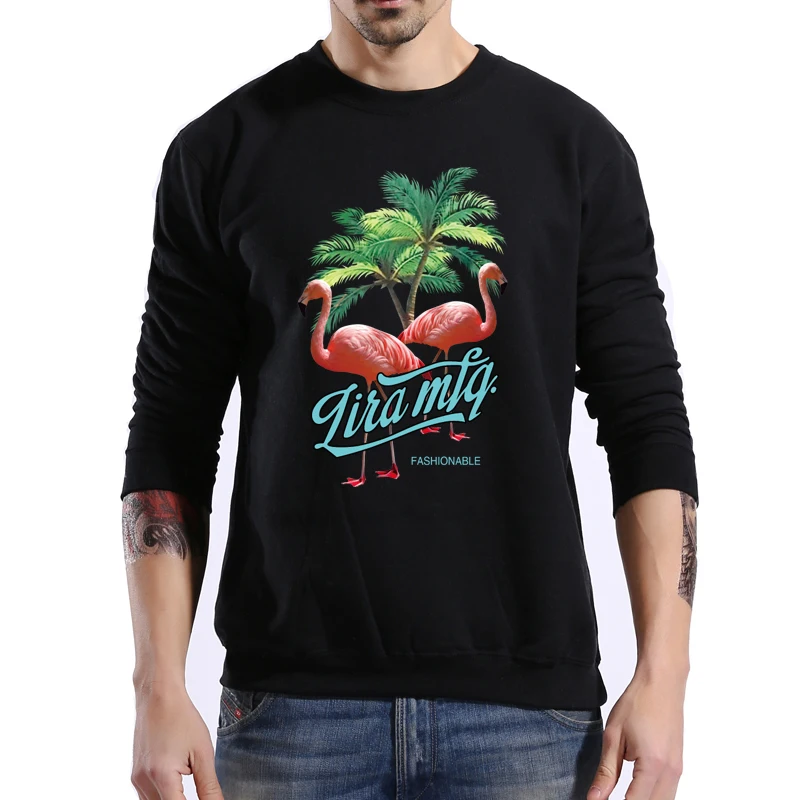 New Brand Fashion Autumn Winter Long Sleeve men Sweatshirt Harajuku Casual Round Neck flamingos Print Pullover for RJ512 | Мужская