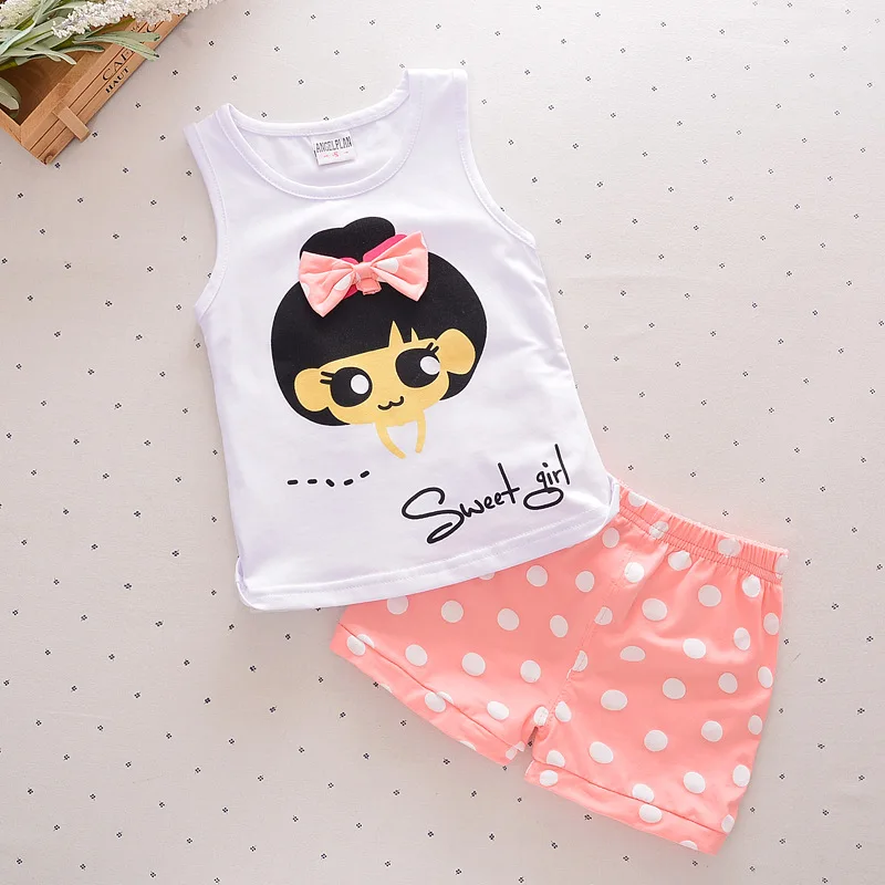 Комплект летней одежды для малышей Детский костюм девочек Белый жилет без