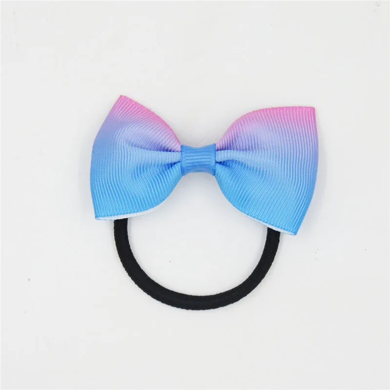 

10PCS/LOT Pretty Double Color Barrettes for Children Baby Girls Ribbon Elastic Hair Bands Bows Hair Accessories Best Friend Gift