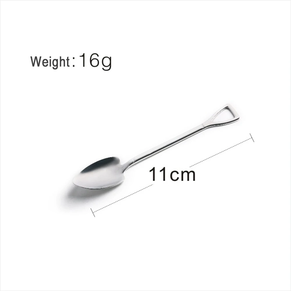 Small Spoon Нержавеющая сталь креативная Лопата Форма Ложка Вилка для фруктового салата посуда столовые вилки мороженое Десерт чайные ложки Пикник Кемпинг - Цвет: Small Spoon