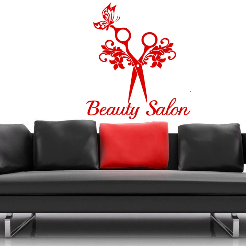 Scissor Hair Salon настенные наклейки для салона красоты виниловые барбершопа
