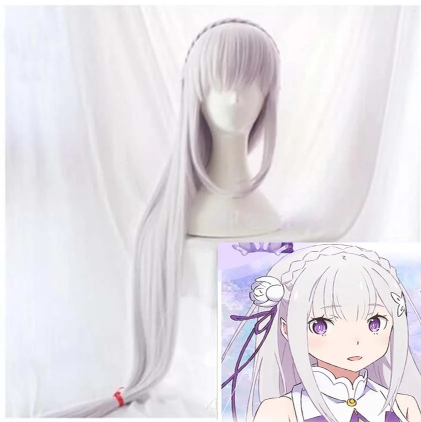 Парик для косплея Эмилии из фильма Re:zero Kara Hajimeru Isekai Seikatsu Re Life In a Different World From Zero White