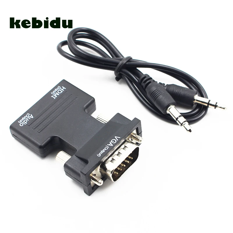 Kebidu HDMI совместимый конвертер мама VGA папа с аудио адаптером поддержка вывода