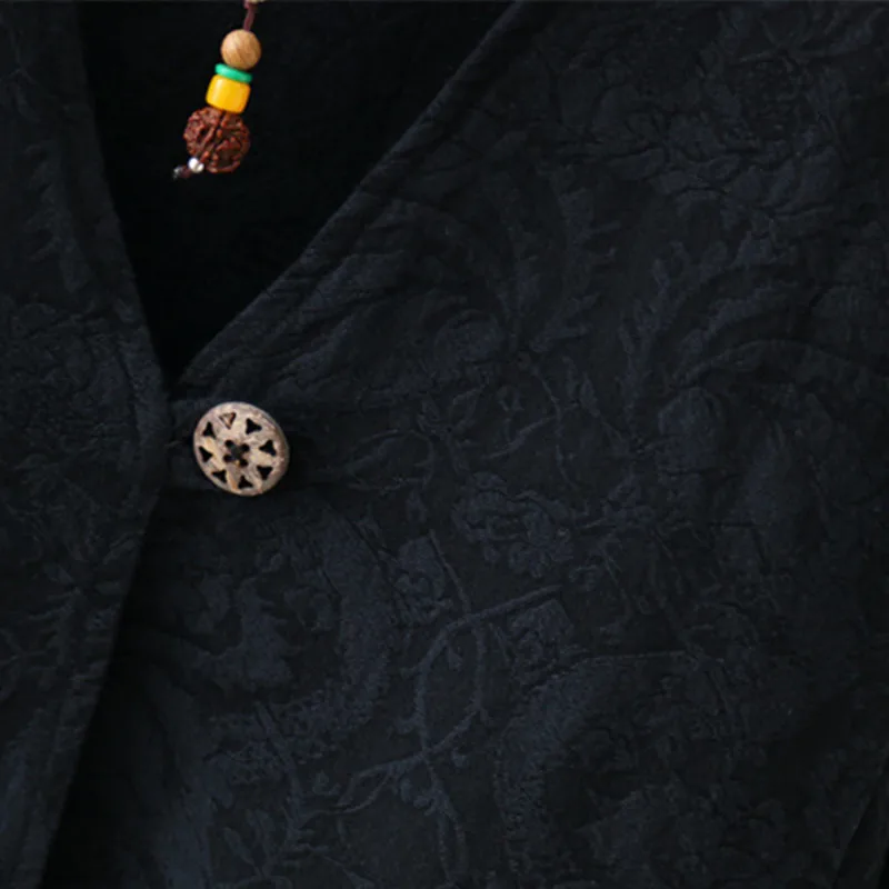 Summer New Women blazer 2018 Retro Jacquard Buckle V-Neck Cotton Ladies Casual Fashion Long sleeve Printing women | Женская одежда