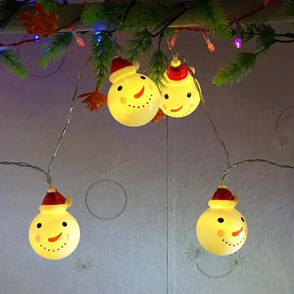 2019 Christmas Decoration Pendant 1.2M 10 LED String Lights with Snowman Hanging Drop Ornament White Led Light Holiday | Лампы и