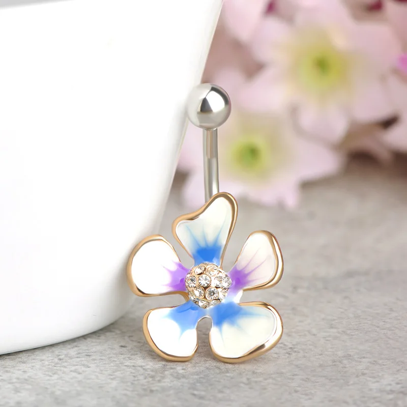 Ювелирные изделия для пирсинга эмальта пуговицы с цветными цветами и