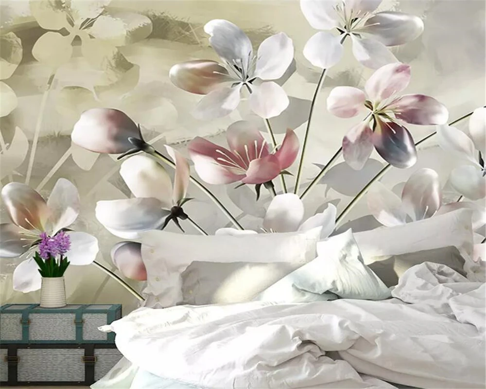 Настенные 3D обои Beibehang с акварелью цветами фотографиями фоном для телевизора