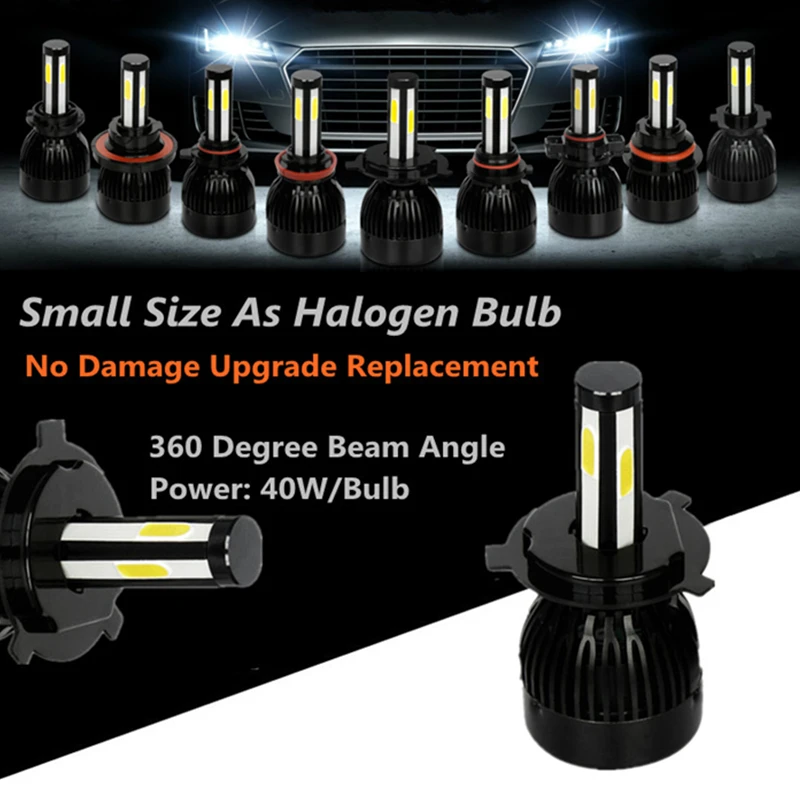 YHKOMS H11 LED H4 H8 H1 H13 880 881 H27 9005 HB3 9006 HB4 9004 9007 D1S D2S D4S светодиодные фары лампы Cabus без
