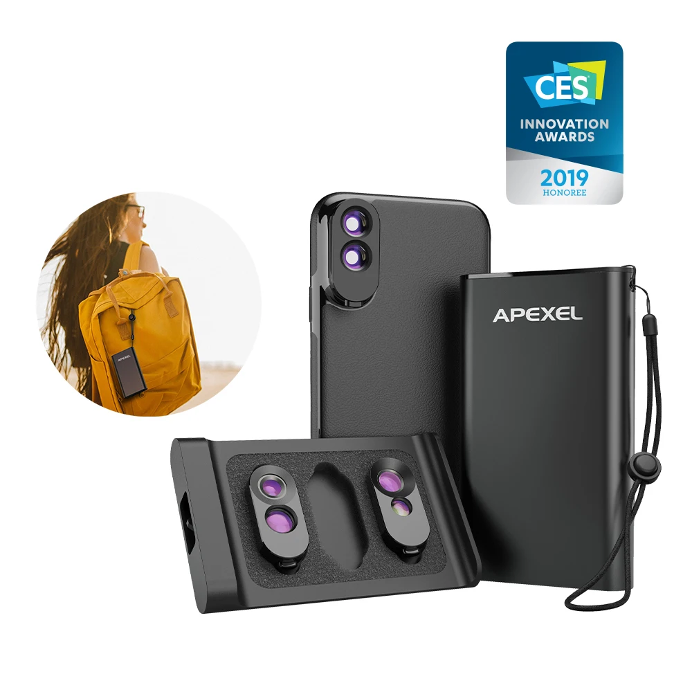 3 in 1 PU Leather Phone Case For Camera Lens Kit Dual Macro Wide Angle Telephoto Fisheye Lenses iPhone X XS Max | Мобильные телефоны