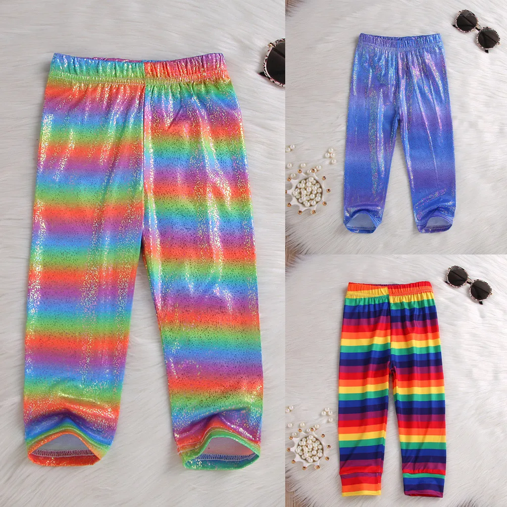 2019 детские штаны в радужную полоску для маленьких девочек|Брюки| |