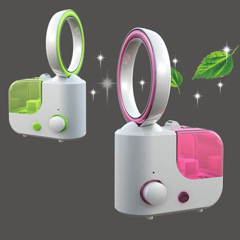 

MINI Electric Desktop No Leaf Air Cooling Fan Humidifier Diffuser Mist Maker Fogger Bladeless Cooler Office 110V 220V EU US Plug