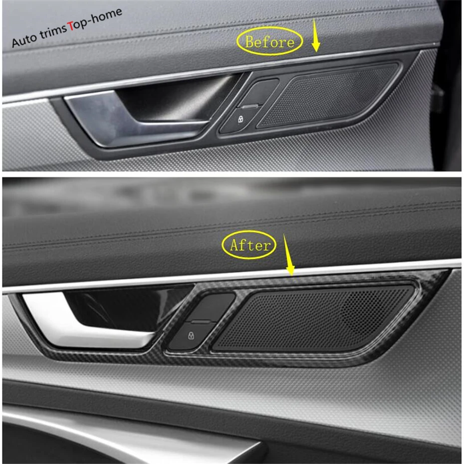 Yimaautotrims внутренняя дверная ручка крышка чаши отделка 4 шт. ABS Подходит для Audi A6 C8 матовый из углеродного волокна вид