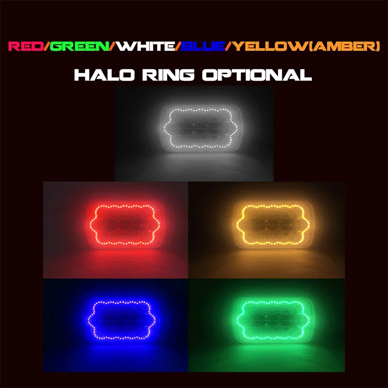 GZZONO 1 pcs 45w Rectangle Multi-Color HALO DRL Led 5*7 Inch Hi/Low Head Lights Sealed Beam Driving Light Trucks Lamp |