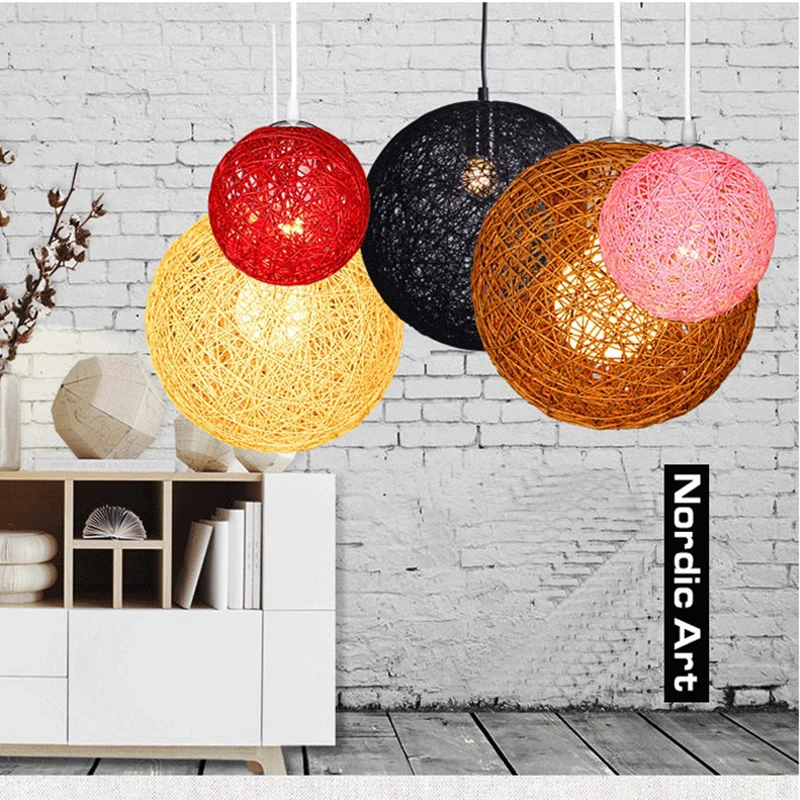

LED Pendant Light Weaving Bamboo E27 Rattan Lamps Modern Hanging Lighting Restaurant Loft Pendants For Room Dining