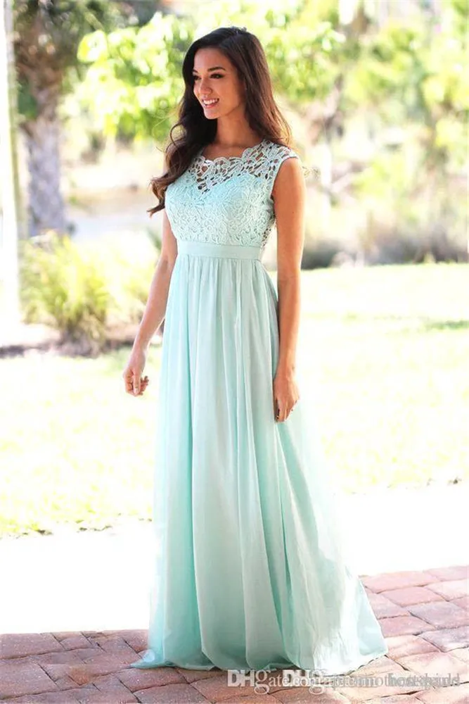 Mint Green Розовые мятно-зеленые шифоновые длинные платья для невесты шеи свадебное платье vestido madrinha - Цвет: Mint Green