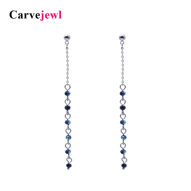 Длинные серьги Carvejewl цепочка небольшие граненые стеклянные бусины длинные