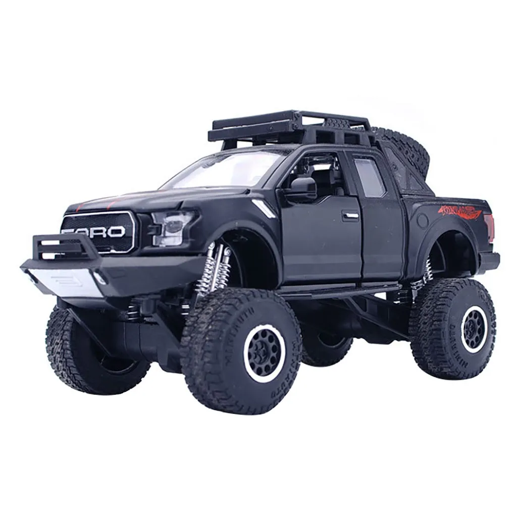 BK 1:32 FORD F150 Raptor Pickup Diecast с музыкой мигающий автомобиль игрушка Подарки для детей сплав моделирование большое колесо внедорожник Z523 - Цвет: BK