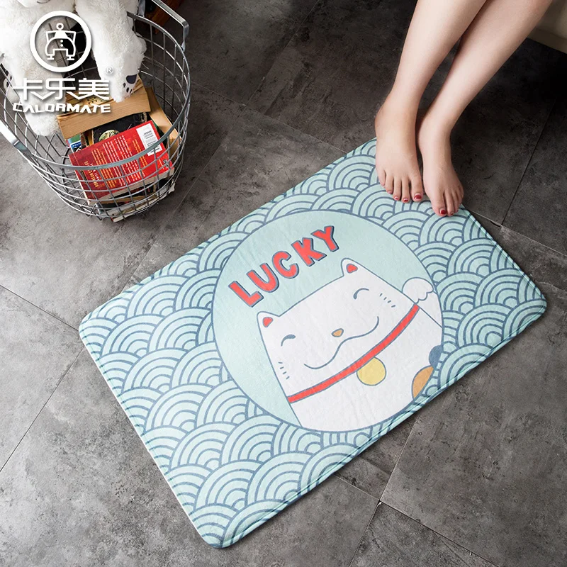 С изображением из мультфильма lucky cat коврик противоскользящий напольный коврики