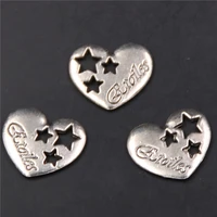 15pcs silver plated cute hollow heart glamour pendant earring bracelet metal accessories diy charm jewelry carfts making a488