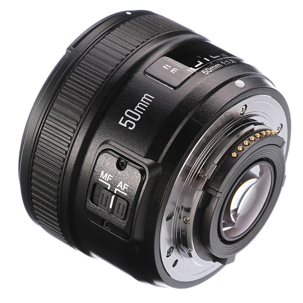 Светодиодная лампа для видеосъемки Yongnuo YN50mm F1.8 AF/MF Авто/ручная фокусировка объектива для Nikon D800 D750 D7200 D7100