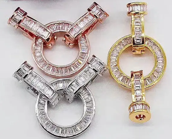 

6sets Micro Pave Diamond Connectors 22-35mm Donut Clasp Buckle Interlock Micro paved ,Interlocking Clasp Fastener for Beading