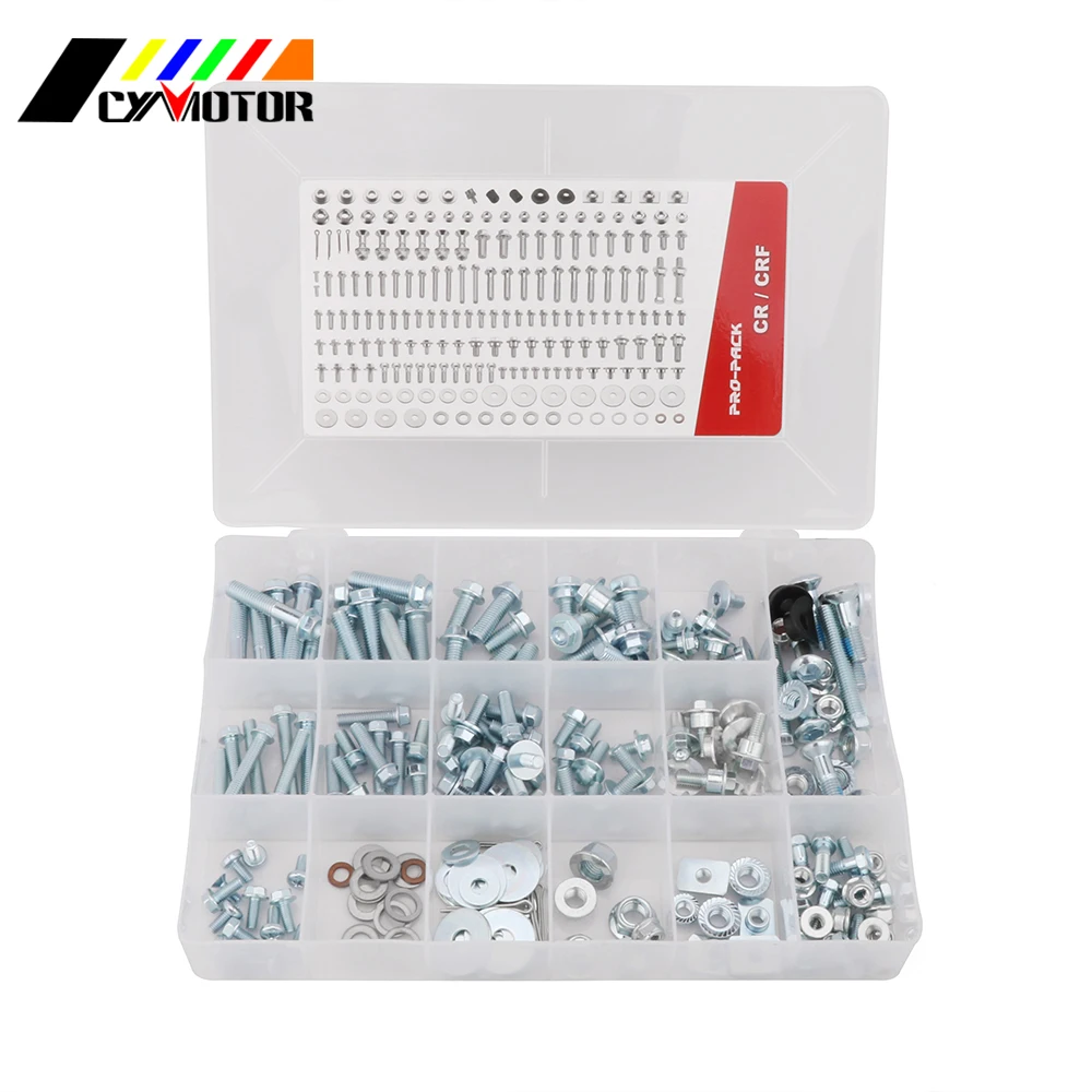 

Motorcycle Steel 193 PCS Full Fixed Fastener Kit Bolt Screw Set For HONDA CR CRF CRF-X 125 250 450 2003 2004 2005-2018