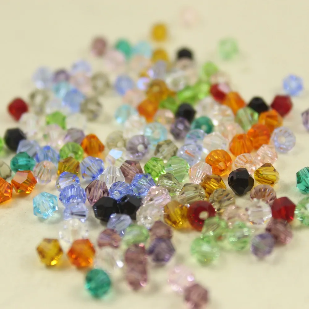 100Pcs Mixed Color Hot Fashion Sharp Glass Crystal Beads 4mm loose glass crystal bicone spacer beads | Дом и сад