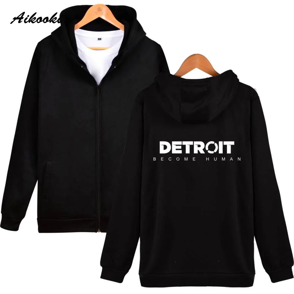 Мужские толстовки на молнии Detroit Become повседневные флисовые с капюшоном