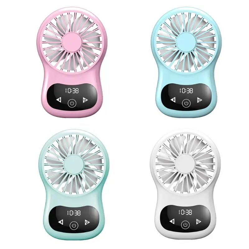 

Travel Rechargeable Portable Pocket USB Fan 3 Speed Adjustable Air Cooler Hand Held Real Time Display Touch Clock Desk Fan