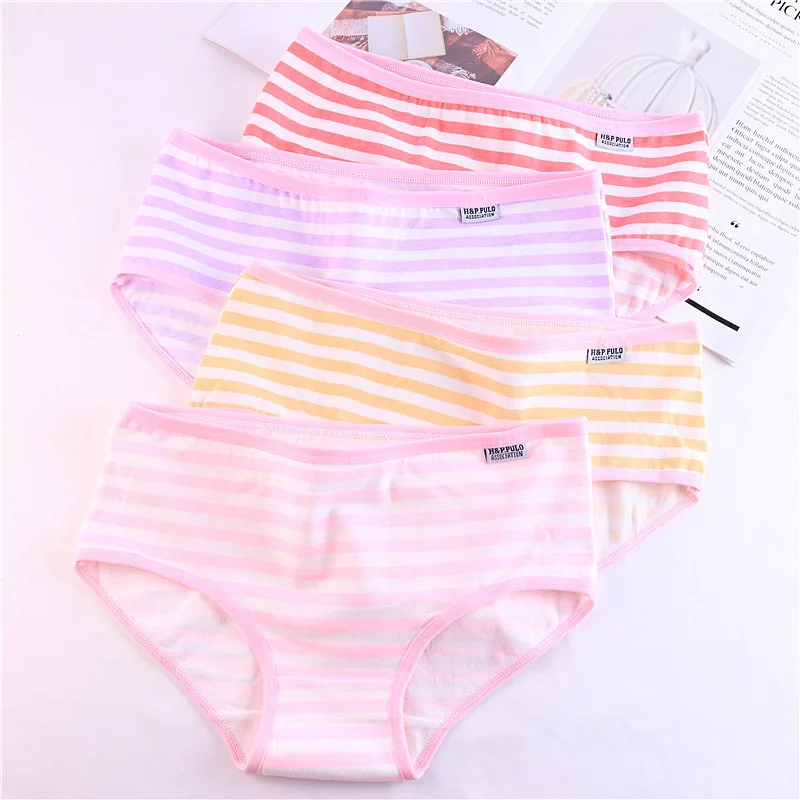 Детские Полосатые трусики нижнее белье с мультяшным рисунком для девочек