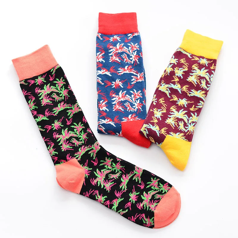 [COSPLACOOL] Креативные счастливые мужские носки унисекс цветные цветы новинка хлопок