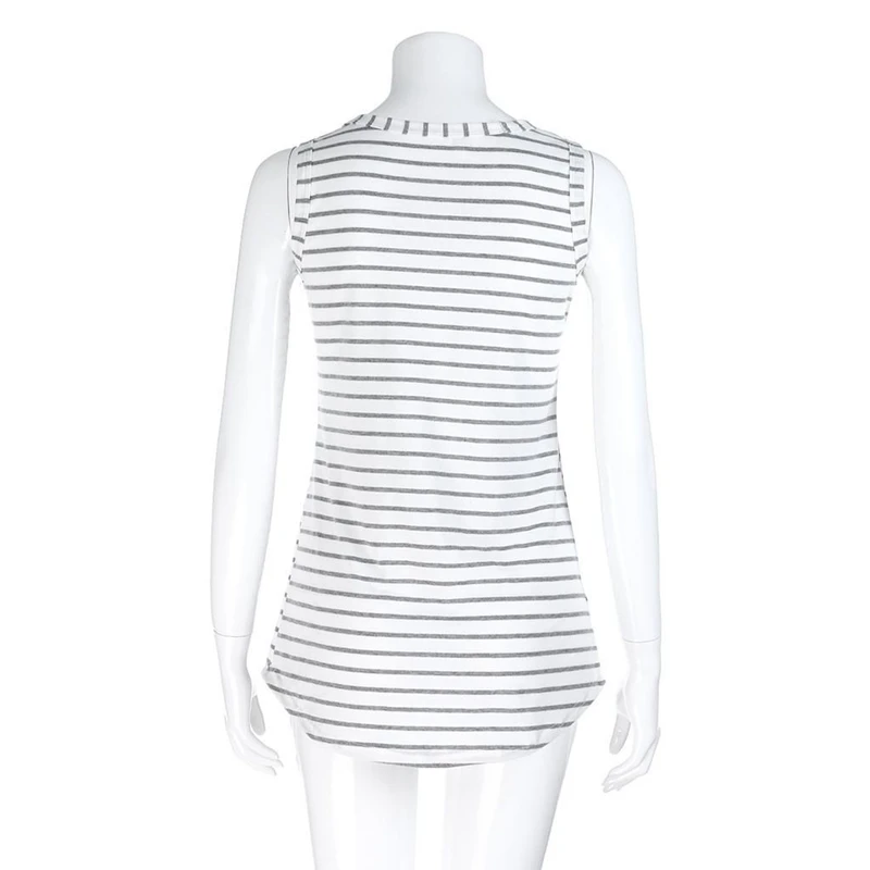 Повседневное Топ Для женщин пикантные V шеи Полосатый свободные жилет и пуговицы