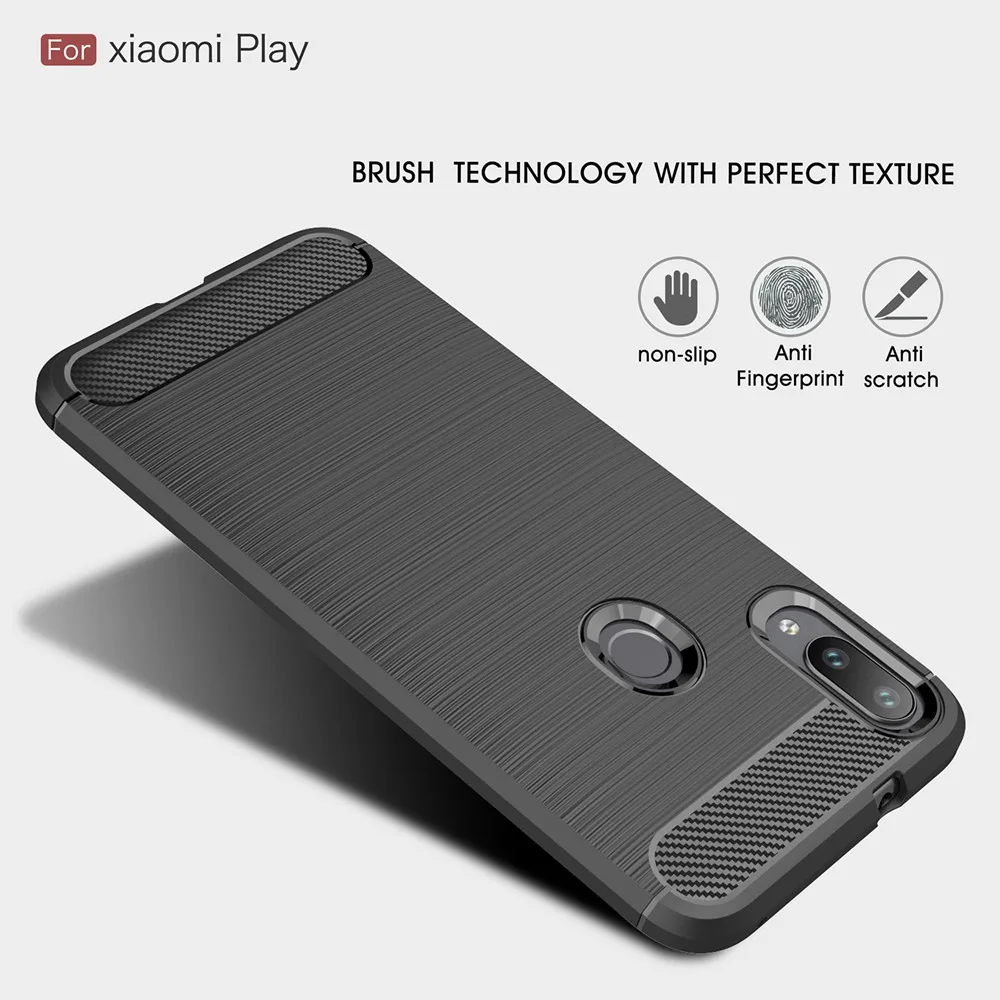 KEYSION чехол для телефона Xiaomi Play из углеродного волокна Мягкий ТПУ силиконовый