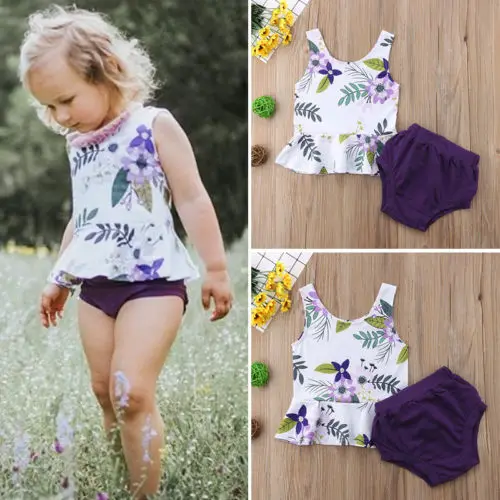 Топики без рукавов рубашки с цветочным рисунком для новорожденных и маленьких