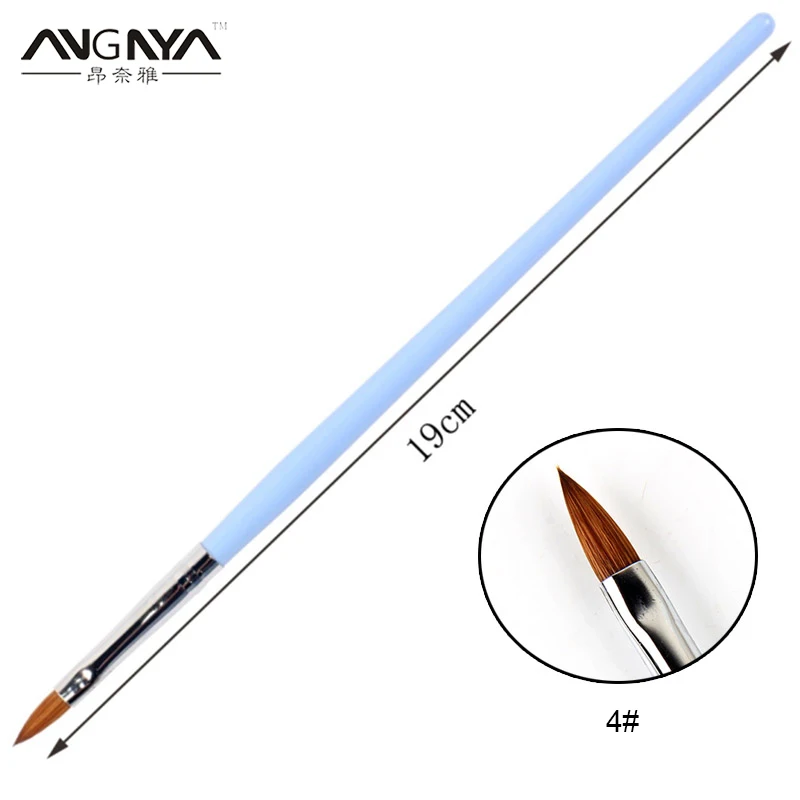 

ANGNYA 10Pcs Nail Art Kolinsky Sable Acrylic Brush Pen UV Gel Polish DIY Painting Drawing Carving Pen 4# Wooden Hand Manicure