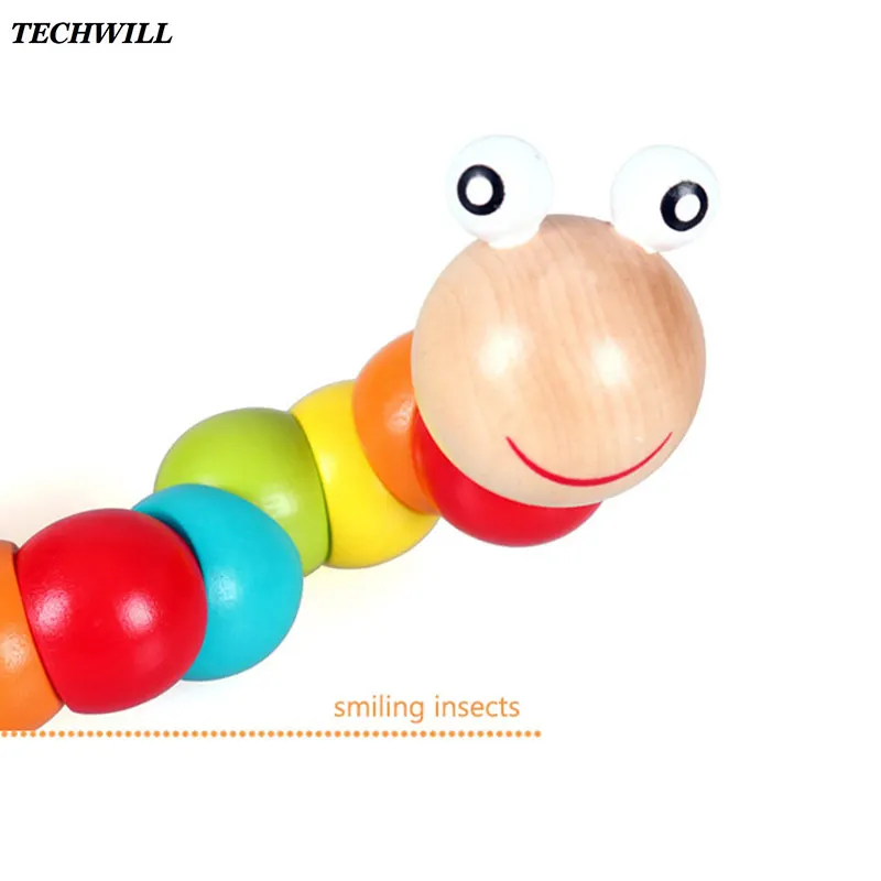 Милые деревянные красочные гибкие строительные блоки гусеницы детские игрушки