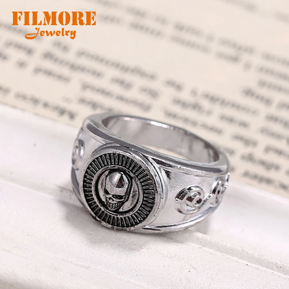Оптовая продажа модное мужское кольцо Filmore кольца с черепом в рок стиле большим